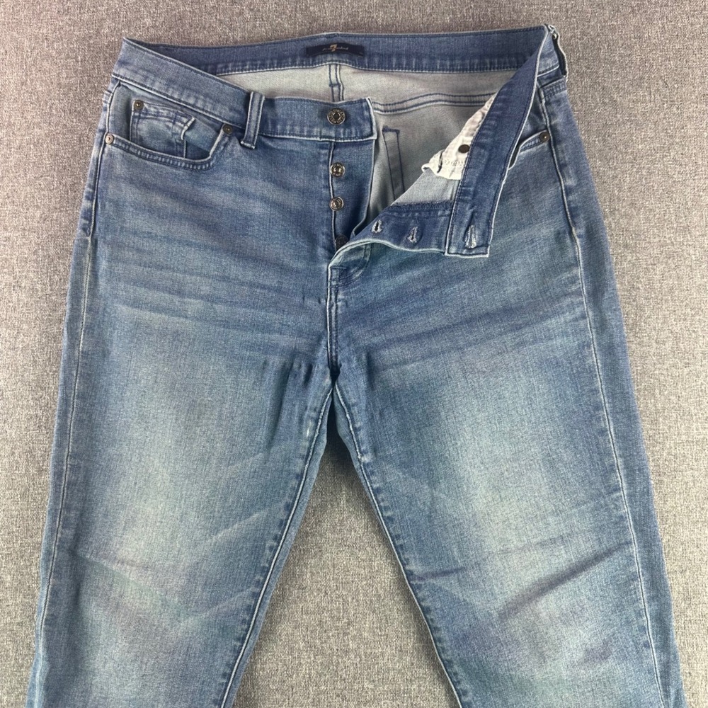 7 For All Mankind Jeans Mens 30 Straight Leg Blue Button Fly Light Wash